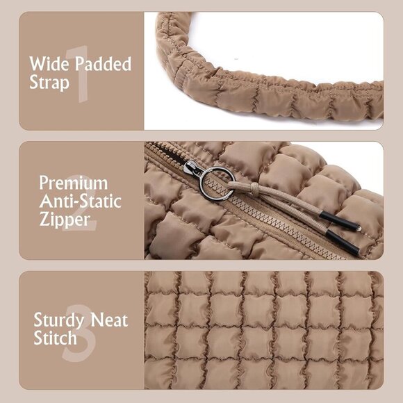 Puffer Tote Bag for Women, Hobo Bag Large Quilted Carryall Bag Soft Puffy Crossb - Picture 6 of 7